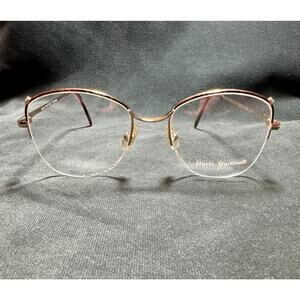 Vintage 80s Gold Semi Rimless Eyeglass 52 18 Demi Amber Optical Frame Sample Rx